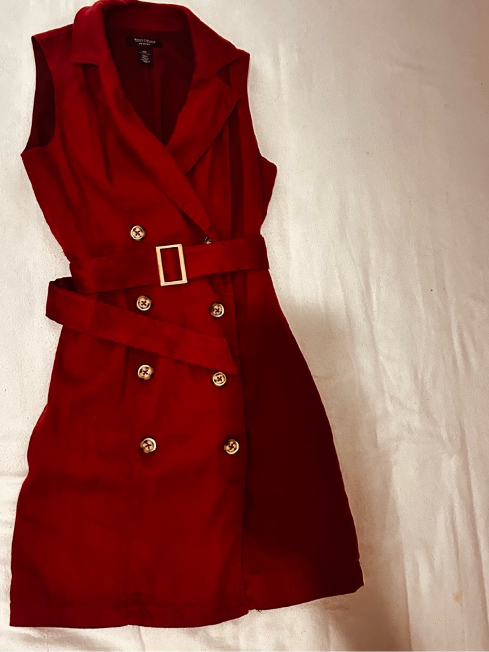 White House Black Market Red Double-Breasted Belted Mini Dress